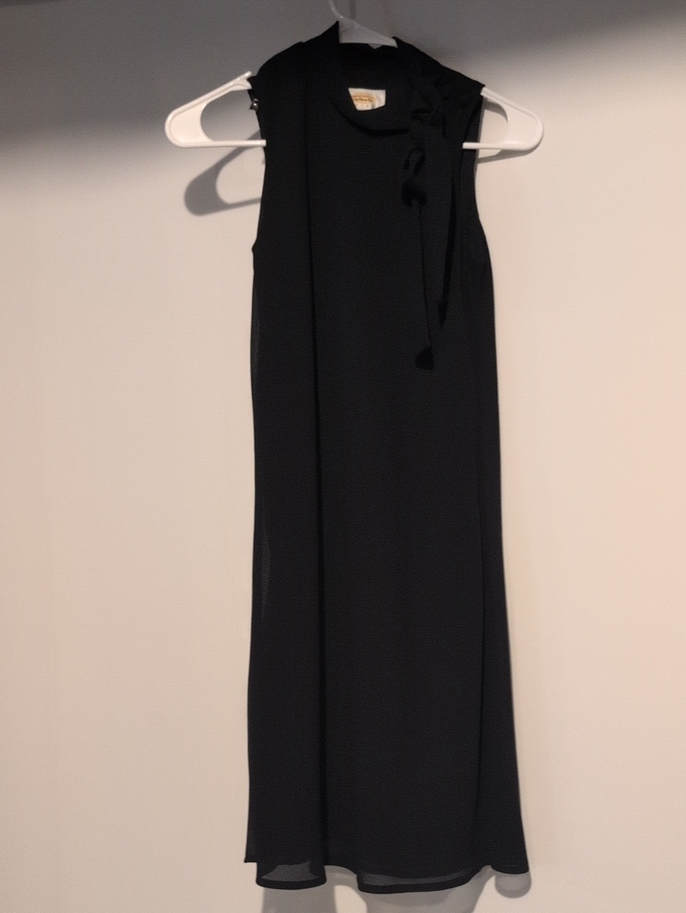 Talbots Black Sleeveless Midi Dress with Neck Tie